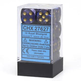 CHX 27627 Scarab 16mm D6 Dice Block Royal Blue/Gold - Gap Games