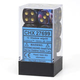 CHX 27699 Lustrous 16mm D6 Dice Block Shadow/Gold - Gap Games