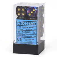 CHX 27699 Lustrous 16mm D6 Dice Block Shadow/Gold - Gap Games
