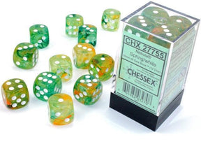 CHX 27755 Nebula 16mm D6 Dice Block Spring/White (Luminary Effect) - Gap Games
