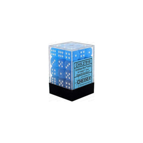 CHX 27816 Frosted 12mm d6 Caribbean Blue/White Block (36) - Gap Games