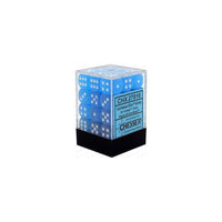 CHX 27816 Frosted 12mm d6 Caribbean Blue/White Block (36) - Gap Games