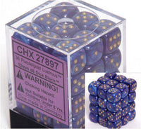 CHX 27897 Lustrous 12mm d6 Purple/Gold Block (36) - Gap Games