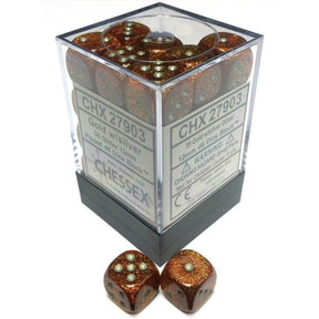 CHX 27903 Glitter 12mm d6 Gold/Silver Block (36) - Gap Games