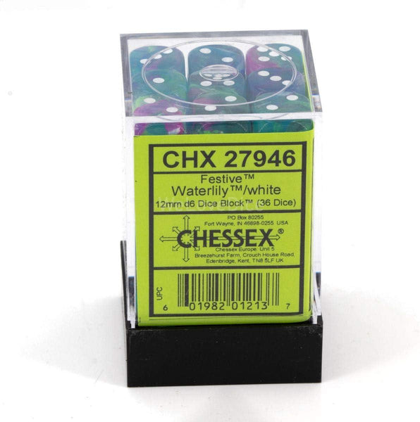 CHX 27946 Festive 12mm D6 Dice Block Waterlily/White - Gap Games