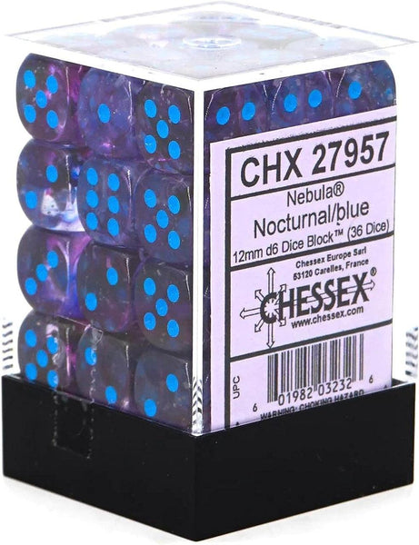 CHX 27957 Nebula 12mm D6 Dice Block Nocturnal/Blue (Luminary Effect) - Gap Games