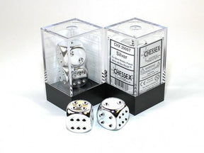 CHX 29007 16mm D6 Pair Metallic Silver - Gap Games