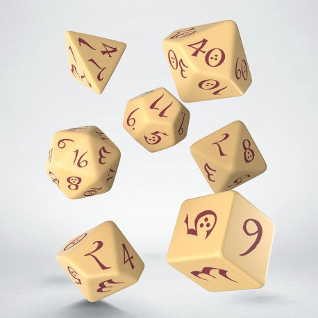 Q Workshop - Classic RPG Beige & Burgundy Dice Set 7