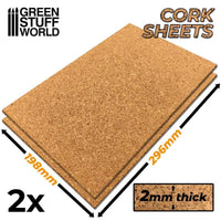 GREEN STUFF WORLD Cork Sheet in 2mm x 2
