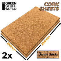 GREEN STUFF WORLD Cork Sheet in 3mm x 2