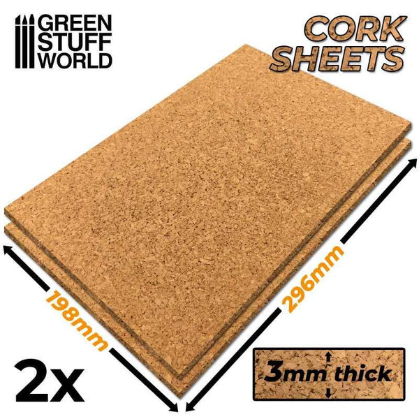 GREEN STUFF WORLD Cork Sheet in 3mm x 2