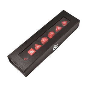 D&D Heavy Metal Set 7 RPG Red and White Deluxe Dice Set - Gap Games