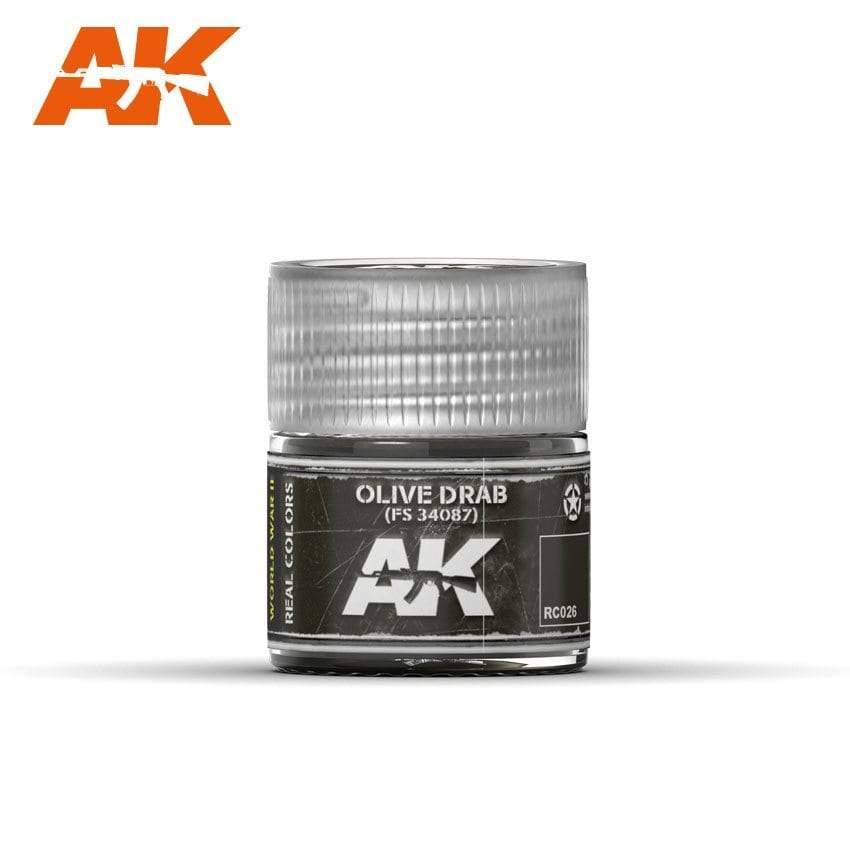 AK Interactive Real Colors - Acrylic Lacquer Paint 10ml bottle - Olive Drab FS 34087