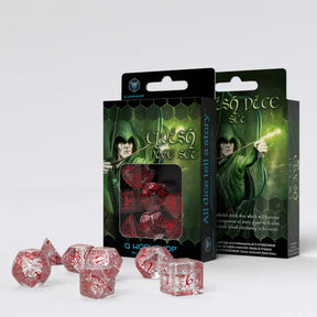 Q Workshop - Elvish Translucent & Red Dice Set 7