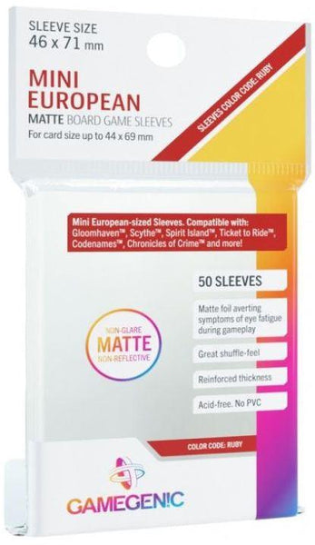 Gamegenic Matte Board Game Sleeves - Mini European Sized (46mm x 71mm) (50 Sleeves Per Pack) - Gap Games