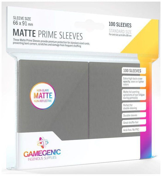 Gamegenic Matte Prime Card Sleeves Dark Gray (66mm x 91mm) (100 Sleeves Per Pack) - Gap Games