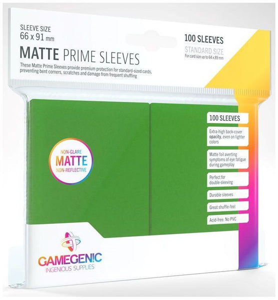 Gamegenic Matte Prime Card Sleeves Green (66mm x 91mm) (100 Sleeves Per Pack) - Gap Games