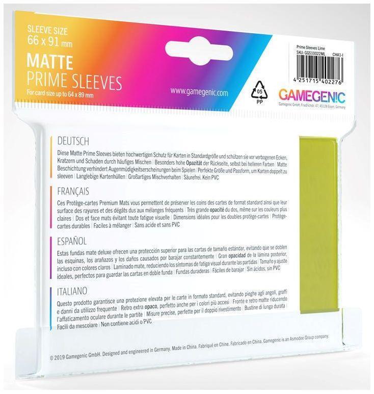 Gamegenic Matte Prime Card Sleeves Lime (66mm x 91mm) (100 Sleeves Per Pack) - Gap Games