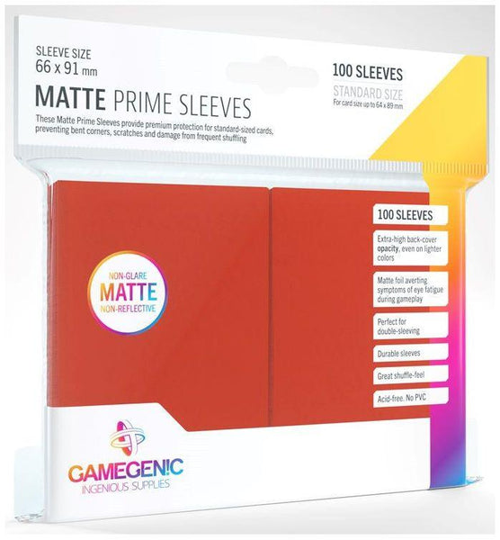 Gamegenic Matte Prime Card Sleeves Red (66mm x 91mm) (100 Sleeves Per Pack) - Gap Games