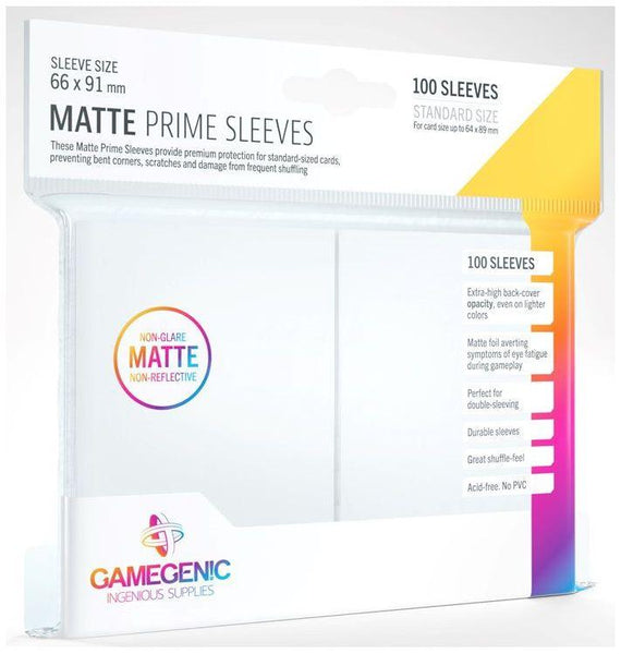 Gamegenic Matte Prime Card Sleeves White (66mm x 91mm) (100 Sleeves Per Pack) - Gap Games
