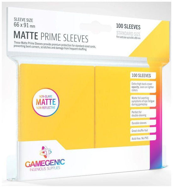 Gamegenic Matte Prime Card Sleeves Yellow (66mm x 91mm) (100 Sleeves Per Pack) - Gap Games