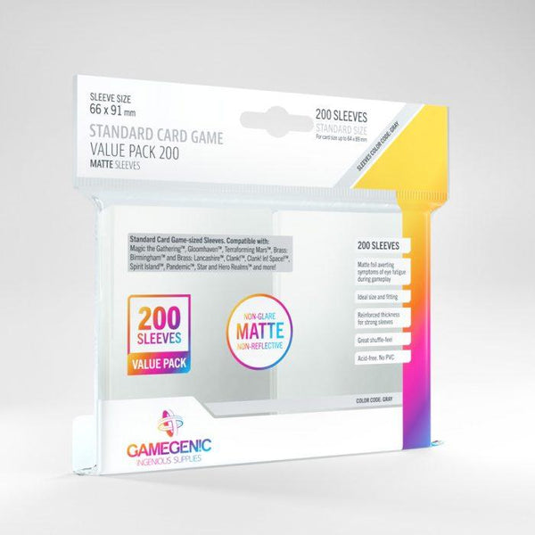 Gamegenic Matte Standard Card Game Sleeve Value Pack 200 - Gap Games