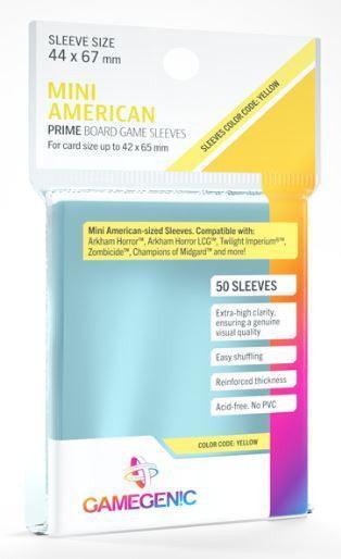 Gamegenic Prime Board Game Sleeves - Mini American-Sized (44mm x 67mm) (50 Sleeves Per Pack) - Gap Games