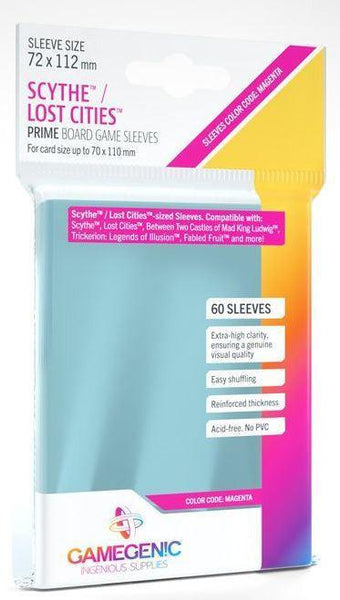 Gamegenic Prime Board Game Sleeves - Scythe/Lost Cities (72mm x 112mm) (60 Sleeves Per Pack) - Gap Games