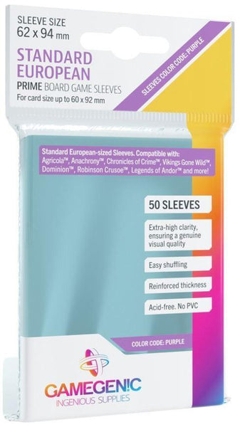 Gamegenic Prime Board Game Sleeves -Standard European-Sized (62mm x 94mm) (50 Sleeves Per Pack) - Gap Games
