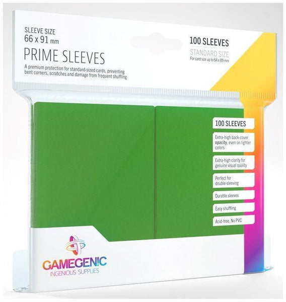 Gamegenic Prime Card Sleeves Green (66mm x 91mm) (100 Sleeves Per Pack) - Gap Games