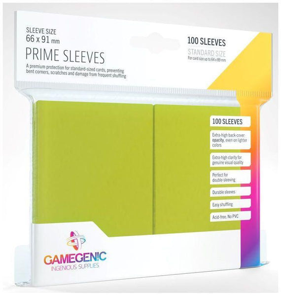 Gamegenic Prime Card Sleeves Lime (66mm x 91mm) (100 Sleeves Per Pack) - Gap Games