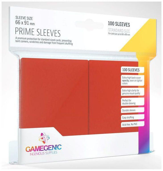 Gamegenic Prime Card Sleeves Red (66mm x 91mm) (100 Sleeves Per Pack) - Gap Games