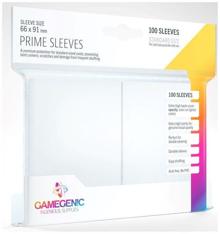 Gamegenic Prime Card Sleeves White (66mm x 91mm) (100 Sleeves Per Pack) - Gap Games