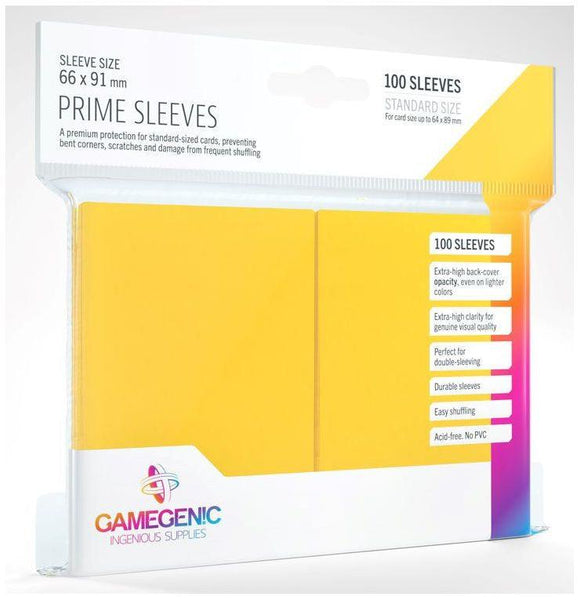 Gamegenic Prime Card Sleeves Yellow (66mm x 91mm) (100 Sleeves Per Pack) - Gap Games