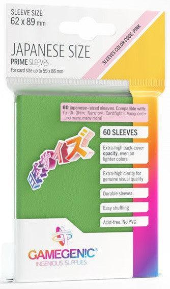 Gamegenic Prime Japanese Sized Sleeves - Size Code PINK - Sleeve Colour Green (62mm x 89mm) (60 Sleeves Per Pack) - Gap Games