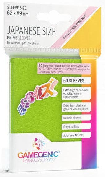 Gamegenic Prime Japanese Sized Sleeves - Size Code PINK - Sleeve Colour Lime (62mm x 89mm) (60 Sleeves Per Pack) - Gap Games