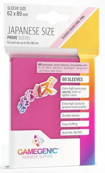 Gamegenic Prime Japanese Sized Sleeves - Size Code PINK - Sleeve Colour Pink (62mm x 89mm) (60 Sleeves Per Pack) - Gap Games