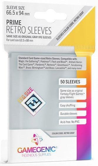 Gamegenic Prime Retro Sleeves - Size Code RETRO GREY - (66.5mm x 94mm) (50 Sleeves Per Pack) - Gap Games
