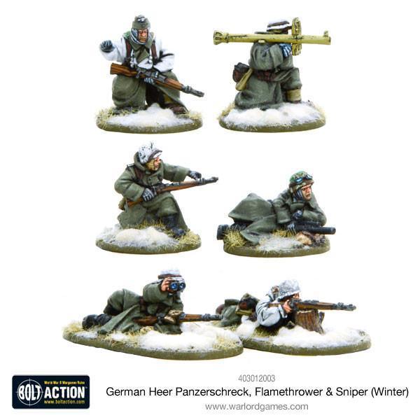 German Heer Panzerschreck, Flamethrower & Sniper teams (Winter) - Gap Games