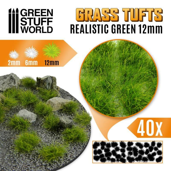 Grass TUFTS - 12mm self-adhesive - REALISTIC GREEN - Gap Games