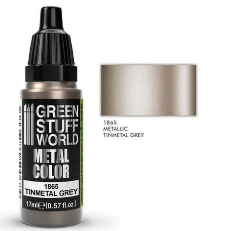 GREEN STUFF WORLD Metallic Paint Tinmetal Grey 17ml - Gap Games