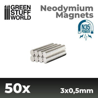 GREEN STUFF WORLD Neodymium Magnets 3 x 0.5mm - SET x50 (N35) - Gap Games