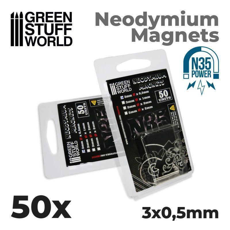 GREEN STUFF WORLD Neodymium Magnets 3 x 0.5mm - SET x50 (N35) - Gap Games