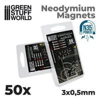GREEN STUFF WORLD Neodymium Magnets 3 x 0.5mm - SET x50 (N35) - Gap Games