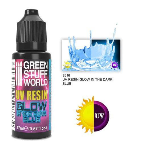 GREEN STUFF WORLD UV Resin 17ml - Blue - Glow in the Dark - Gap Games