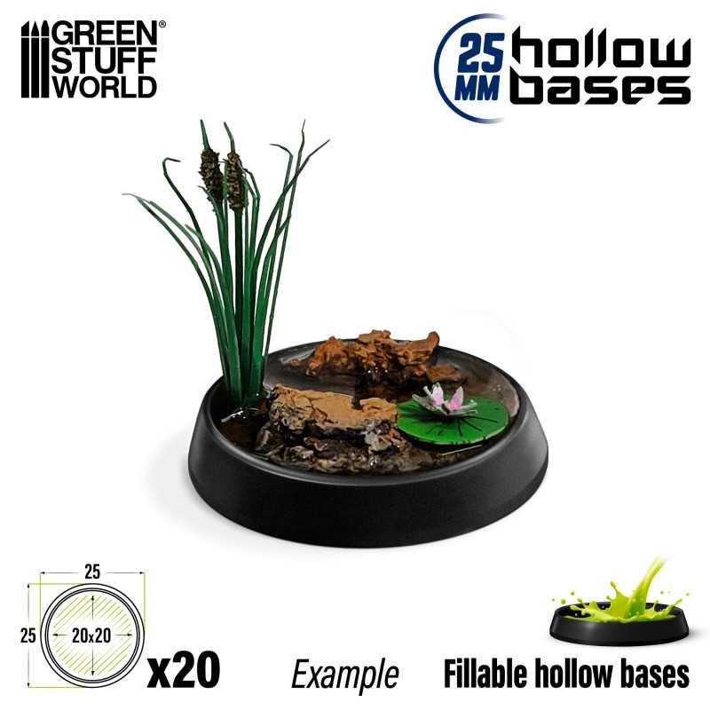 GREEN STUFF WORLD Hollow Plastic Bases - BLACK 25mm