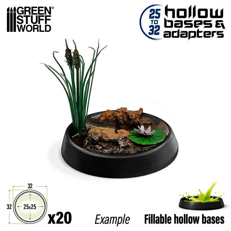 GREEN STUFF WORLD Hollow Plastic Bases - BLACK 32mm