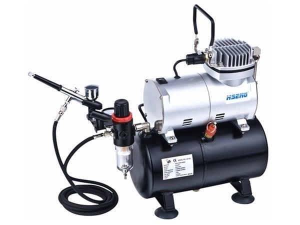 HSENG HS-AS186K AIR COMPRESSOR WITH HOLDING TANK KIT (INCLUDES HOSE & HS-80 AIRBRUSH) - Gap Games