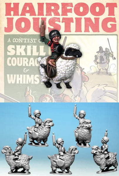 Hairfoot Jousting: Hairfoot Jouster riding a Sheep.