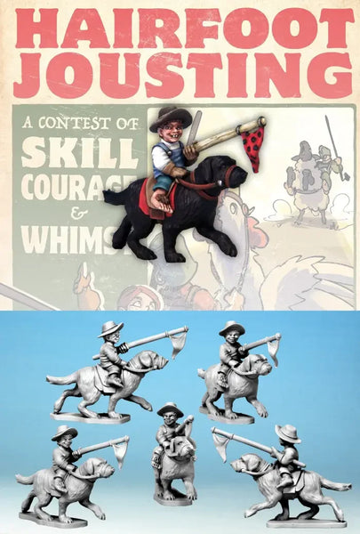 Hairfoot Jousting: Hairfoot Jouster riding a Dog.